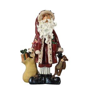 Donna Little 1999 Santa With Teddy Bear And Gifts 6.5" Ceramic Figurine